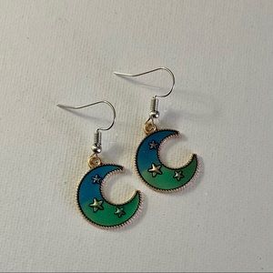 Handmade dangle moon earrings